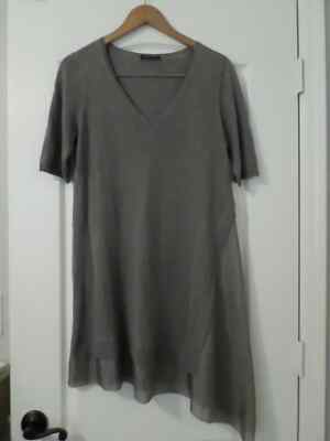 Eileen Fisher Linen and silk asymmetrical short sleeve lagenlook dress S?