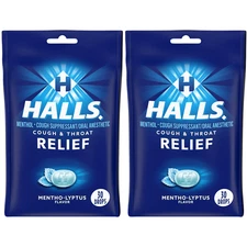 HALLS Relief MENTHOL Cough Drops, 30 Drops Per Pack (Pack Of 2)