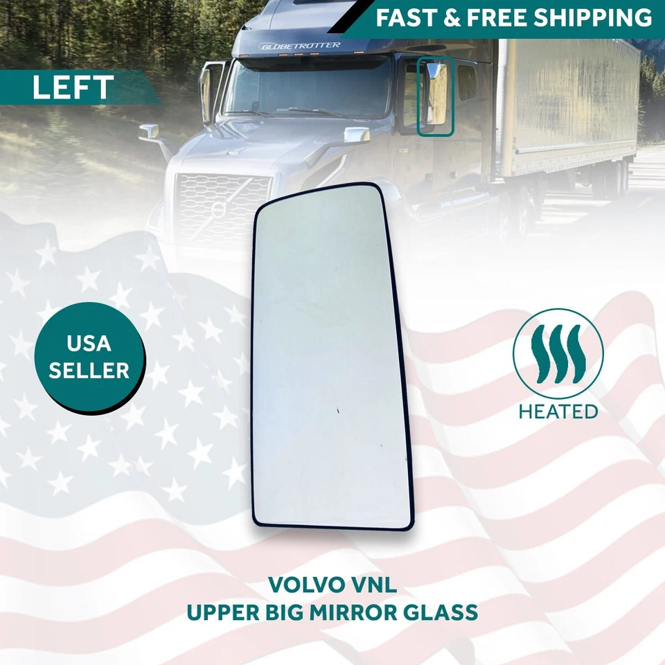 Espejo retrovisor superior Volvo VNL vidrio grande par térmico lado izquierdo conductor y derecho 2004 2017 Foto 3 de 4