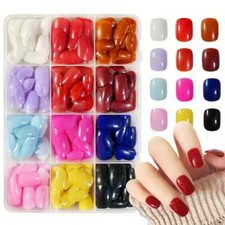False Press-On nails Short Square 12 Colours Glossy 288pcs Maxi Set BN1120