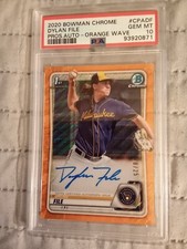 2020 Bowman Chrome Dylan File #18/25 AUTOGRAPH ORANGE REFRACTOR #CPADF PSA 10