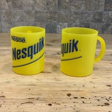 Vintage Nestlé Nesquik Yellow Plastic Mugs Set of 2-1990s Promo Cups 4” Rare