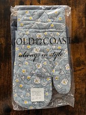 Gold Coast 3 Pc. Kitchen Set Potholders Oven Mitt Gift Set New Blue Floral