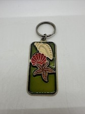 Vtg Beautiful Star Fish SEASHELL KEYCHAIN Metal And Plastic