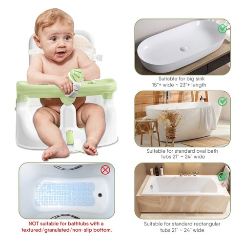 BabyBond Baby Premium Bath/Bathing Seat w/Back Rest Comfortable/Sturdy PK 0-10m - Picture 7 of 13