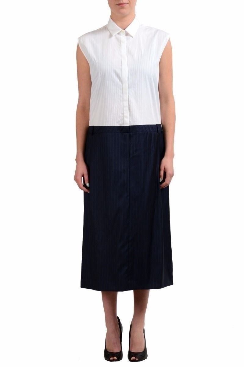 Maison Margiela 4 Wool Multi-color Sleeveless Women's Shirt Dress US M IT 42 Maison Margiela 4 Wool Multi-color Sleeveless Women's Shirt Dress US M IT 42
