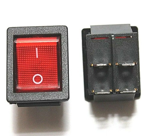 DPST-Double Pole Single Throw 4-Pin (ON-OFF) 20amp Red LED Rocker ...