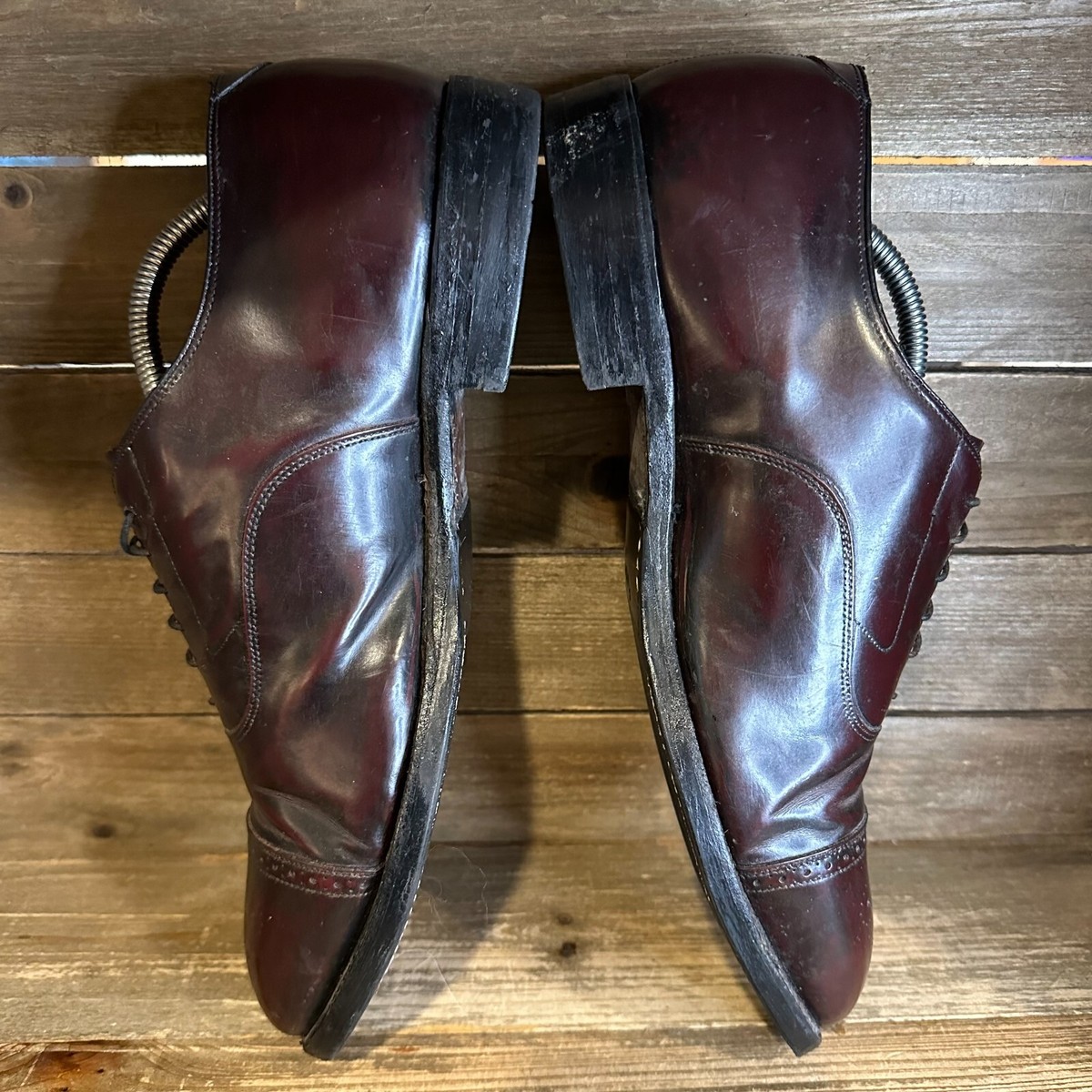 Mens Johnston & Murphy Cap Toe Burgundy Leather Dress Shoes  display picture 3