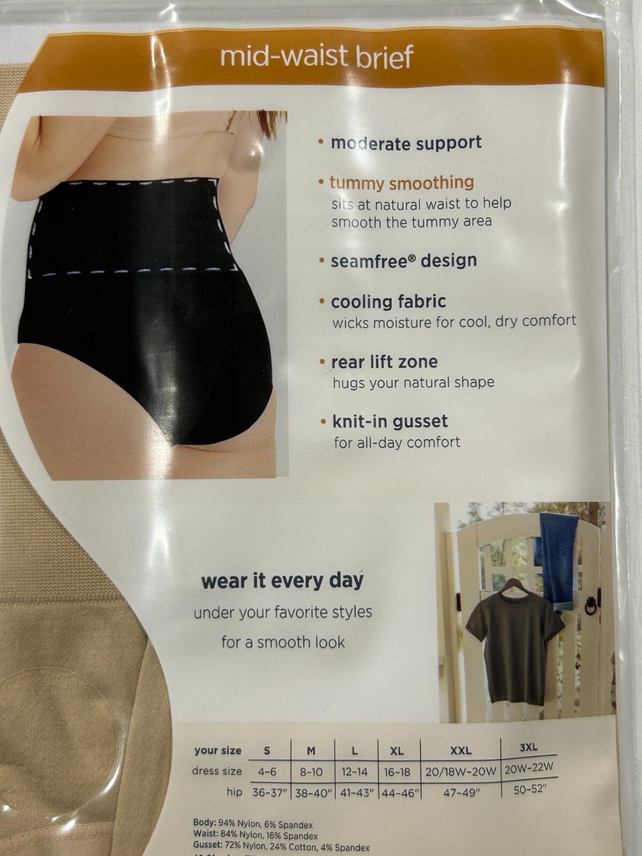 Women's Jockey Essentials Smoothing Mid Waist Brief BEIGE Size 3XL