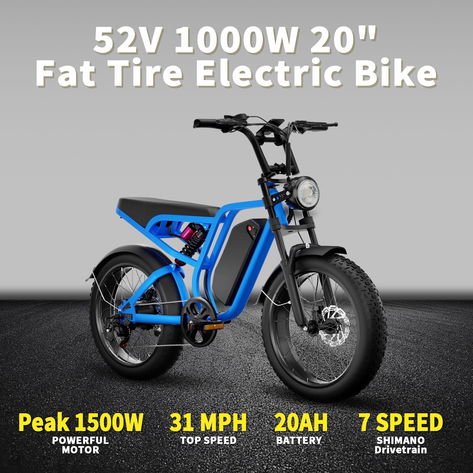 Electric Bike E-Bike 1500W 48V/52V Adults Bicycle 20