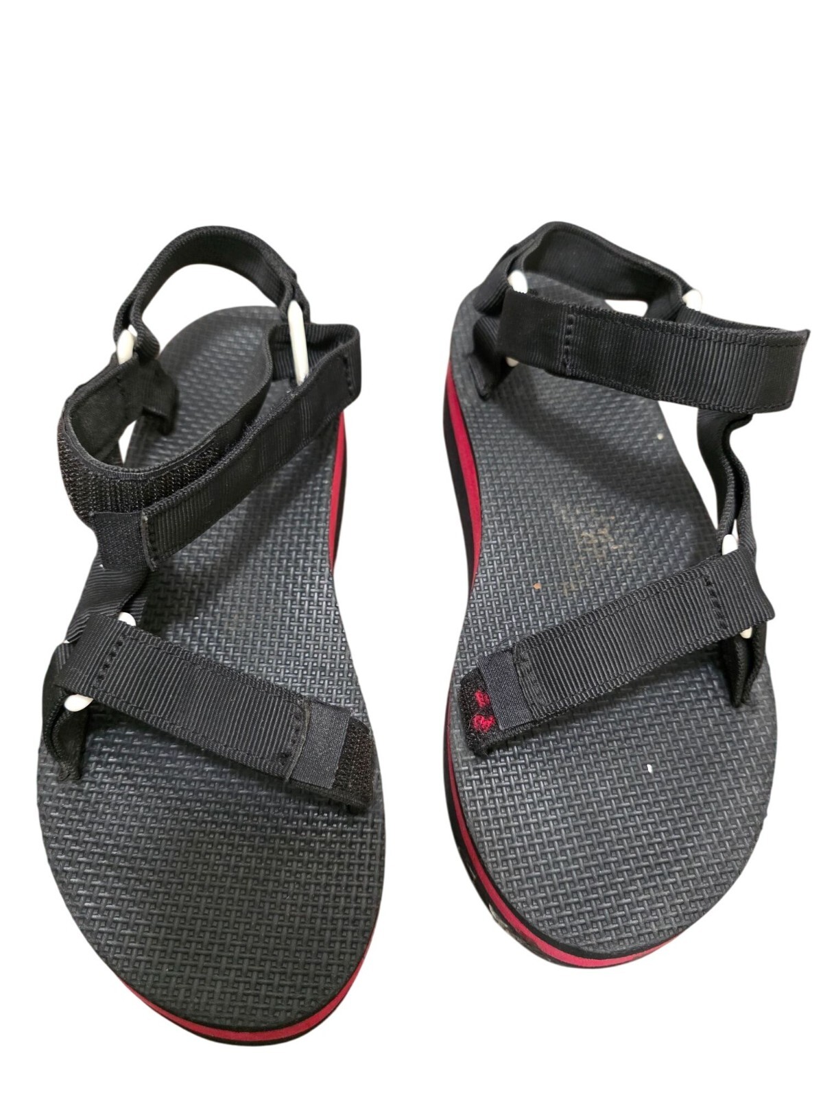 TEVA Platform Universal Black & Red Sport Sandals Adjustable Straps Women's Size