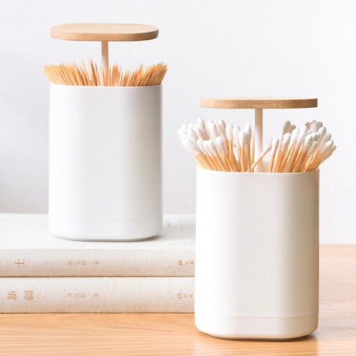 Toothpick Box Cotton Swabs Holder Tooth Pick Automatic Dispenser Press Swabs Box - Foto 2 di 10