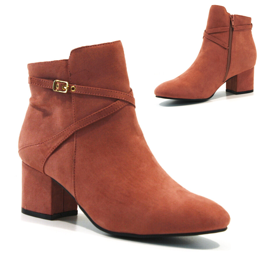 BOTAS DE MUJER TACÓN MEDIO CON CREMALLERA INTELIGENTES CHELSEA TOBILLO MOTOCICLISTA ZAPATOS DE VAQUERO TALLA