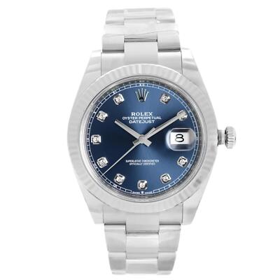 Rolex Datejust 126334 Weiss Gold Einfassung Blau Diamant Dial Automatikuhr 2023