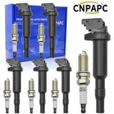 6X Ignition Coil 0221504470 UF592 + IRIDIUM Spark Plug for BMW E46 E60 E90 X3 X5