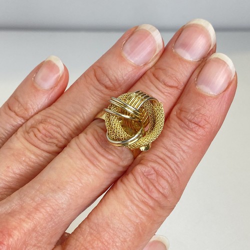 Anello Fascia Regolabile Dimensionale Tono Oro Maglia Spirale Nodo Retrò Vintage - Foto 4 di 6