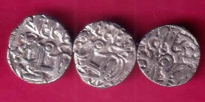 3 coins set: DELHI SULTAN SAMANT DEVA HORSE MAN & BULL TYPE BILLON COIN #ZZ483