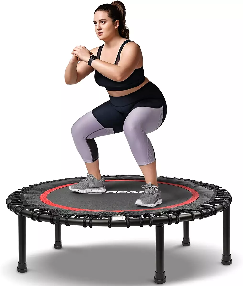 SereneLife 40 Foldable Mini Trampoline, Fitness Rebounder with Adjustable  Foam Handle, Exercise Trampoline for Adults Indoor/Garden Workout