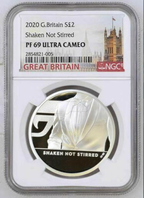 2020 UK JAMES BOND - Shaken Not Stirred £2 1oz Silver Proof