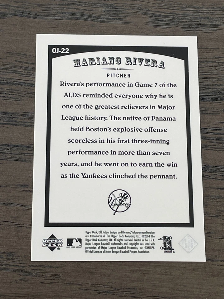 2004 Upper Deck Vintage Old Judge Mariano Rivera #OJ-22 New York Yankees    (A) - Image 2 of 2
