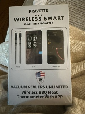 Wireless Meat Thermometer Multi Sensors & Thin Probes | APP & Host. BBQ PRAVETTE