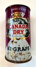 Lata de acero con tapa plana vintage Canada Dry Hi-Grape 12 oz.