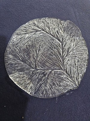 Textured Glass Hadeland Furu Cheese Plate  9 in built in handles Pine Norway