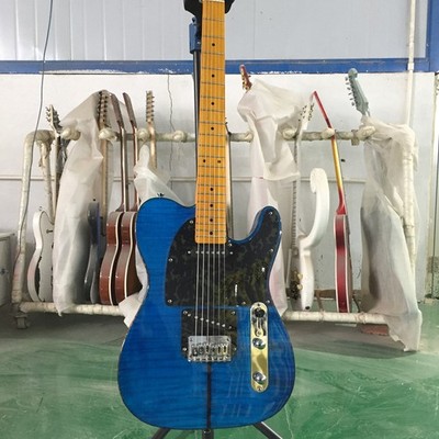 Blue H.S. Anderson Mad Cat Flame Maple Top Veneer Mahogany Body&Neck Chrome Part