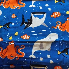 Disney Finding Dory and Friends Cotton Fabric Blue Multicolor CP57751