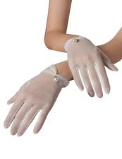 Womens Short Gloves for Wedding Wrist Short Evening Party Dressy Bridal Tulle...