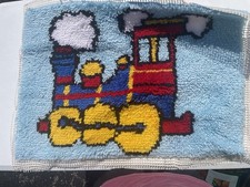 Caron Wonder Art Latch Hook Kit Tapestry Rug Loco Motion Train Engine NEW 20x27"