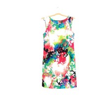 Worthington Dress Womens Medium Multicolor Floral Sheath Knit Sleeveless Zip