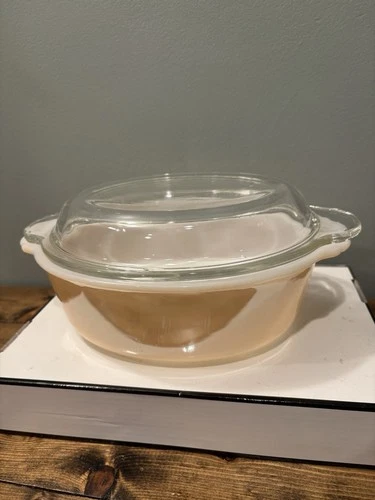 Vintage Anchor Hocking Fire King Peach Luster Casserole Dish w/Lid 467