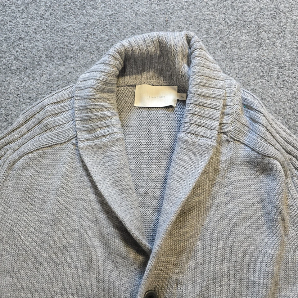 Suéter 7 Diamantes Para Hombres XL Gris Lana Cremallera Botón Codera Cápsula Academia Foto 2 de 4