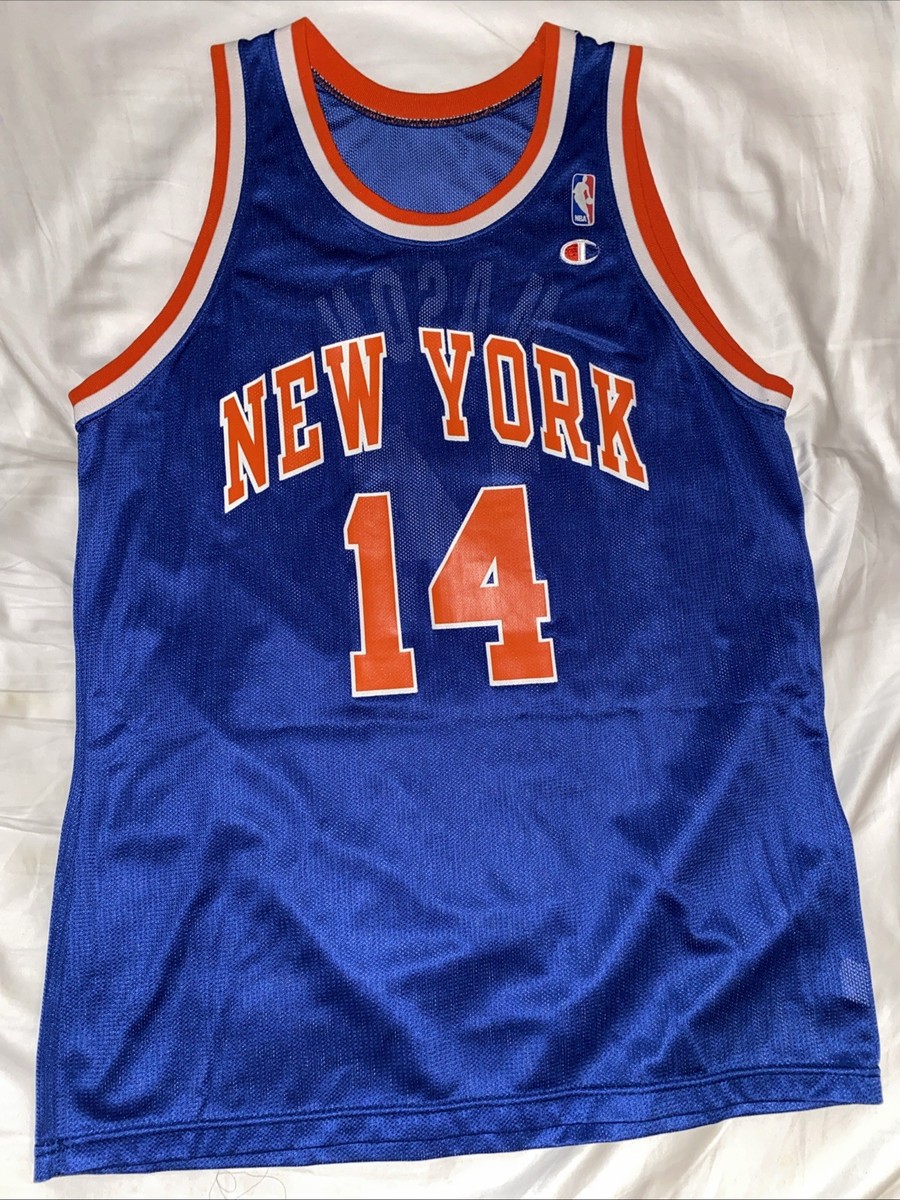 Anthony Mason New York Knicks Vintage Champion Replica Jersey Blue