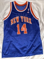 Anthony Mason New York Knicks Vintage Champion Replica Jersey Blue L-XL 23x33”