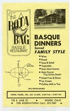 The Bota Bag Basque Dinners Menu E Line Street Bishop California