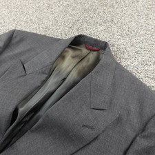 Hart Schaffner Marx Blazer Mens Gray 42 Worsted Wool Double Breasted Coat Jacket