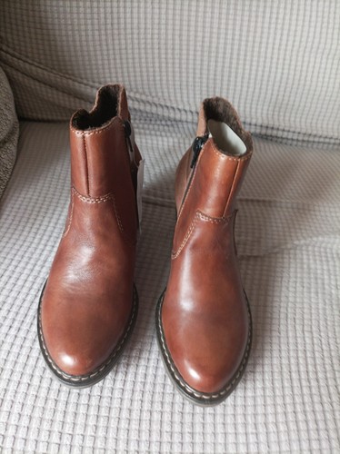 Reiker Antistress Brown Leather Mid Heel Ankle Boots Size 3 BNWT - Picture 6 of 24