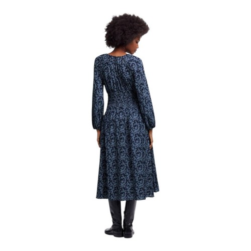 Madewell Abito Midi Smocked Maniche a Bolla in Floreale Manica Lunga Taglia S - Foto 7 di 13