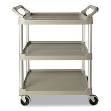 Rubbermaid Commercial 342488PM Economy 3-Shelf Plastic Cart - Platinum New