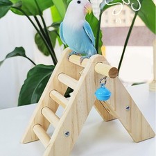 Wood Parrot Stand with Ladder Perch for Macaw Budgies Lightweight Handmade