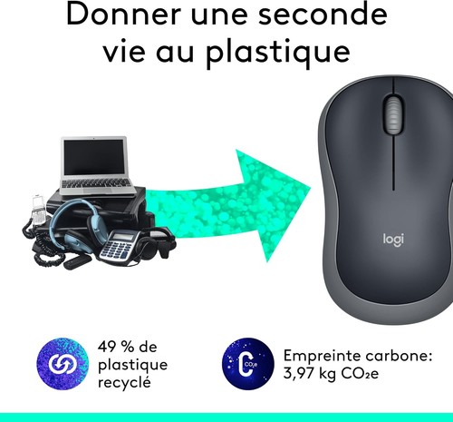 Logitech M185 Souris Sans Fil, 2.4 GHz avec Mini Récepteur USB, Longévité de la  - Imagen 8 de 10