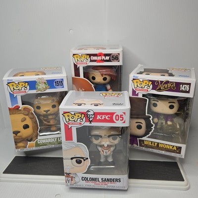 Funko Pop Lot Chucky 56 Willy Wonka 1476 Cowardly Lion 1515 Colonel Sanders 05