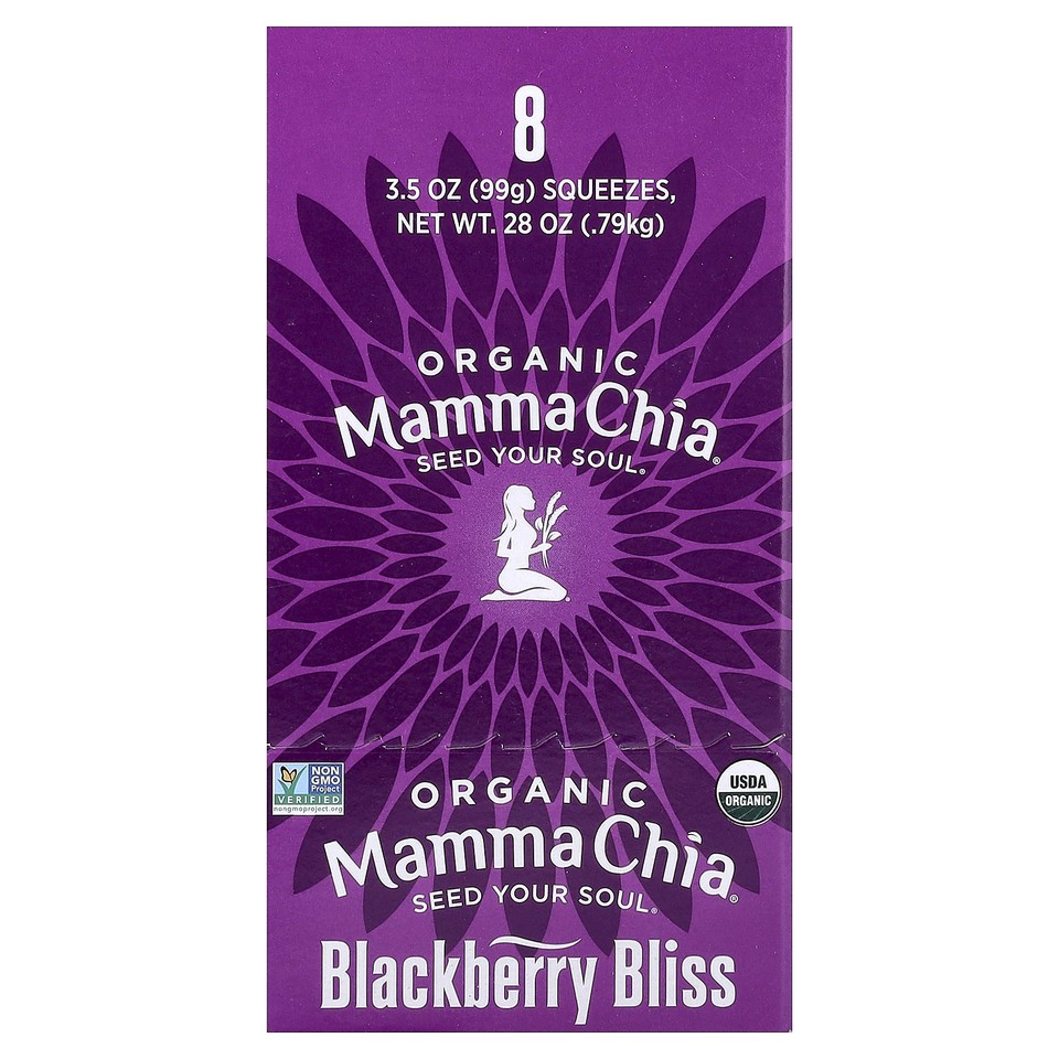 Organic Chia Squeeze®, Vitality Snack, Blackberry Bliss, 8 Squeezes, 3.5 oz (99