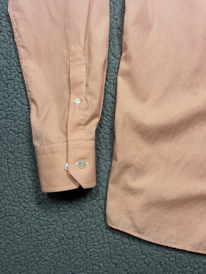 Camisa social masculina Eton com botões tamanho 42 - 16 1/2 contemporânea laranja algodão - Imagem 4 de 4