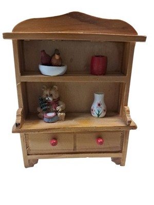 Miniature 1:12 Wood Furniture Cupboard with Accessories Figurines