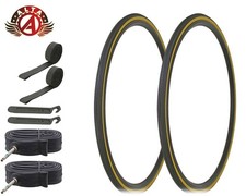 ALTA BICYCLE 700x28c LIGHTWEIGHT BLACK/GUM TOURING TIRES 60MM PRESTA TUBES (8pc)