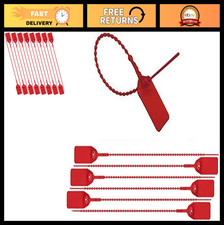 Tamper-Proof Plastic Security Seals - 500 Pack Red Self-Locking Tie Tags
