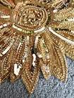 Vtg 18" GOLD SILK with GOLD Sequins Beads TEXTILE Flower Sunburst Applique — photo 5